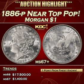 1886-p Morgan Dollar Near Top Pop! $1 ms67+ SEGS