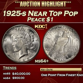 1925-s Peace Dollar Near Top Pop $1 ms64+ SEGS