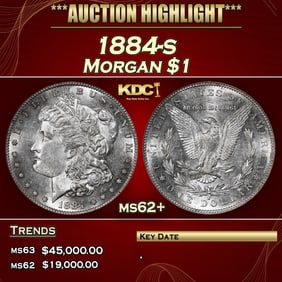 1884-s Morgan Dollar $1 ms62+ USCG
