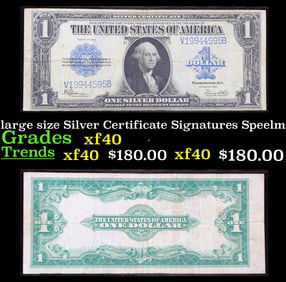 1923 $1 large size Silver Certificate Grades xf Signatures Speelman/White