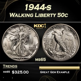 1944-s Walking Liberty Half Dollar 50c Grades ms65
