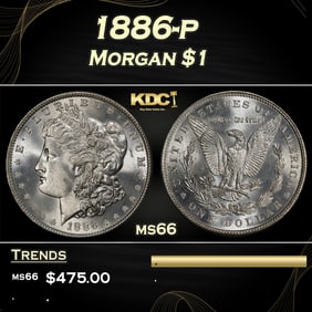 1886-p Morgan Dollar $1 Grades ms66