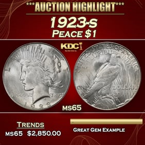 1923-s Peace Dollar $1 ms65 SEGS