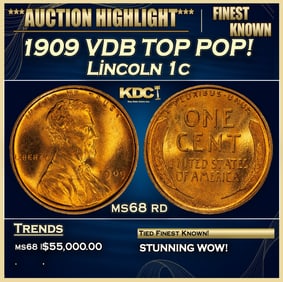 1909 VDB Lincoln Cent TOP POP! 1c ms68 rd SEGS