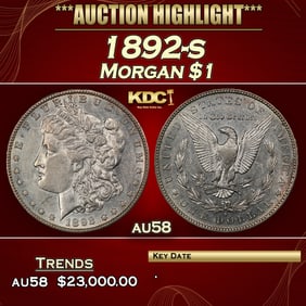 1892-s Morgan Dollar $1 au58 SEGS