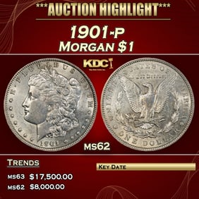 1901-p Morgan Dollar $1 ms62 USCG