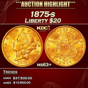 1875-s Gold Liberty Double Eagle $20 ms63+ SEGS