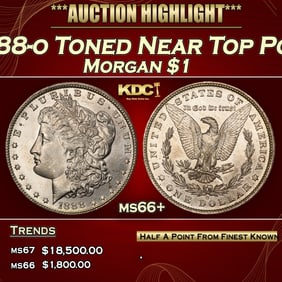 1888-o Morgan Dollar Toned Near Top Pop $1 ms66+ SEGS