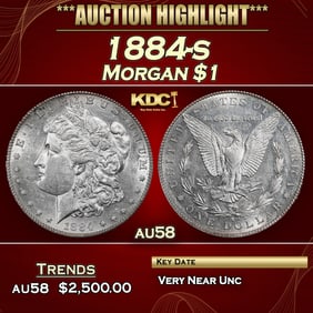 1884-s Morgan Dollar $1 au58 SEGS