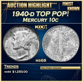 1940-d Mercury Dime TOP POP! 10c ms68 SEGS