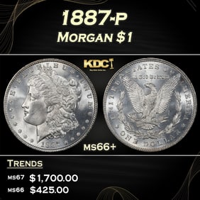 1887-p Morgan Dollar $1 ms66+ SEGS