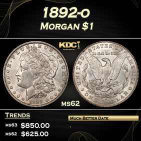 1892-o Morgan Dollar $1 Grades ms62
