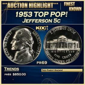 1953 Proof Jefferson Nickel TOP POP! 5c pr69 SEGS