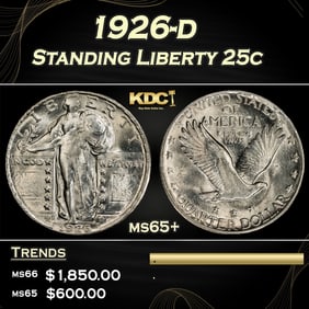 1926-d Standing Liberty Quarter 25c ms65+ SEGS