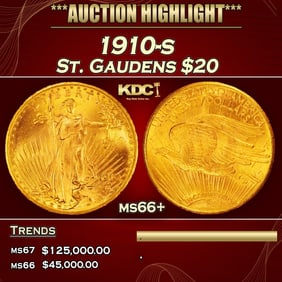 1910-s Gold St. Gaudens Double Eagle $20 ms66+ SEGS