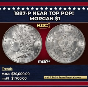 1887-p Morgan Dollar Near Top Pop! $1 ms67+ SEGS