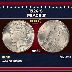 1924-s Peace Dollar $1 ms64 SEGS