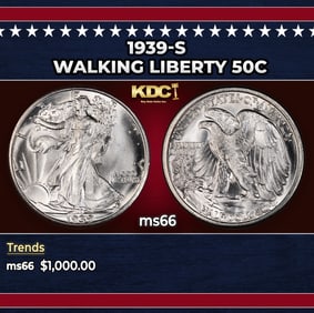 1939-s Walking Liberty Half Dollar 50c ms66 SEGS