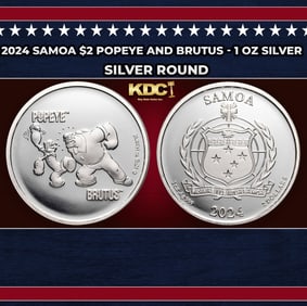 2024 Samoa $2 Popeye and Brutus - 1 oz Silver Round Round