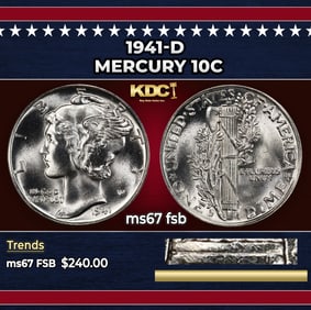 1941-d Mercury Dime 10c ms67 fsb SEGS