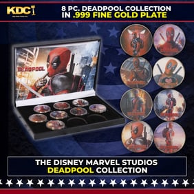 8 Coin Marvel Disney Deadpool Gold Plated Round Collection x-men