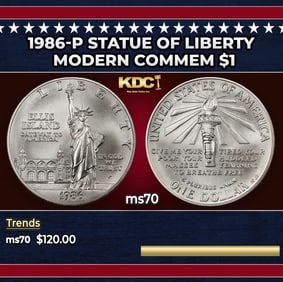 1986-p Statue of Liberty Modern Commem Dollar $1 ms70 SEGS