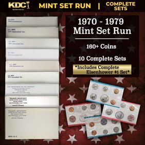 1970-1979 Mint Set Run 168 Coins 10 Complete Sets Complete Ike $1 Set