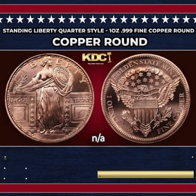 Standing Liberty Quarter Style - 1oz .999 Fine Copper Round