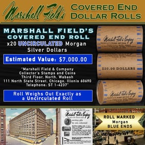 MARSHALL FIELDS RARE UNC BLUE Lvl 20 Coin Morgan Roll