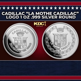 Cadillac "La Mothe Cadillac" Logo 1 oz .999 Silver Round Round