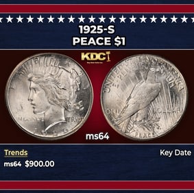1925-s Peace Dollar $1 Grades ms64