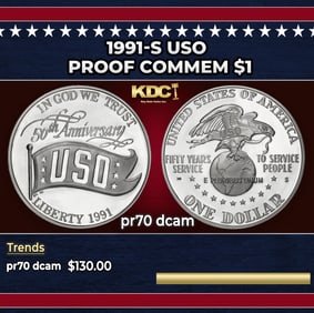 1991-S USO Proof Modern Commem Dollar $1 pr70 dcam SEGS