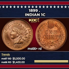 1899 Indian Cent . 1c ms66+ rd SEGS