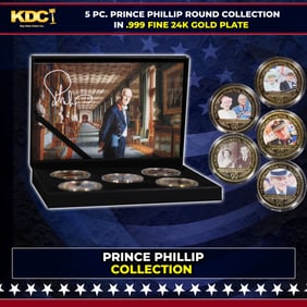 5 Coin Prince Philip Gold Plated Round Collection