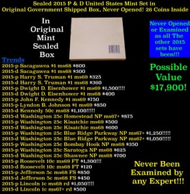Sealed 2015 United States Mint Set in Original Government Shipped Box, Never Opened! 28 Coins