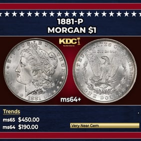 1881-p Morgan Dollar $1 Grades ms64+