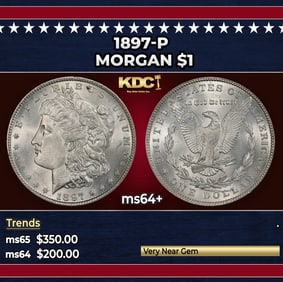 1897-p Morgan Dollar $1 Grades ms64+