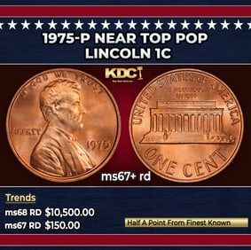 1975-p Lincoln Cent Near Top Pop 1c ms67+ rd SEGS