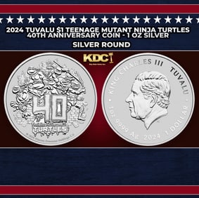2024 Tuvalu $1 Teenage Mutant Ninja Turtles 40th Anniversary Coin - 1 oz Silver Round Round