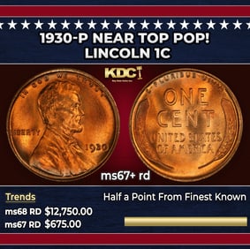 1930-p Lincoln Cent Near Top Pop! 1c ms67+ rd SEGS
