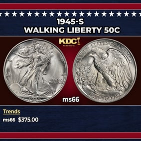 1945-s Walking Liberty Half Dollar 50c Grades ms66