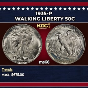 1935-p Walking Liberty Half Dollar 50c Grades ms66