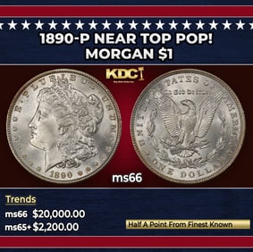 1890-p Morgan Dollar Near Top Pop! $1 ms66 SEGS