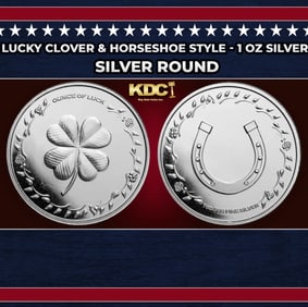 Lucky Clover & Horseshoe Style - 1 oz Silver Round Round