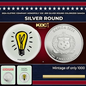 2024 Eletric Company Monopoly 1oz .999 Silver Round Colorized Samoa Round