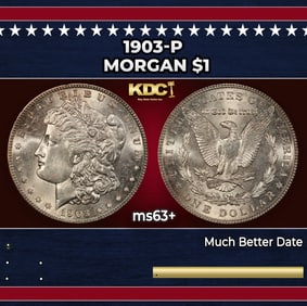 1903-p Morgan Dollar $1 Grades ms63+