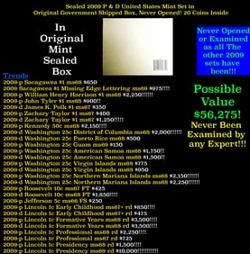 Sealed 2009 United States Mint Set in Original Government Shipped Box, Never Opened! 36 Coins