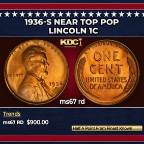 1936-s Lincoln Cent Near Top Pop 1c ms67 rd SEGS