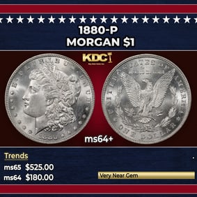 1880-p Morgan Dollar $1 Grades ms64+