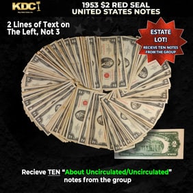 10x 1953 $2 Red Seal United States Note Grades AU/CU